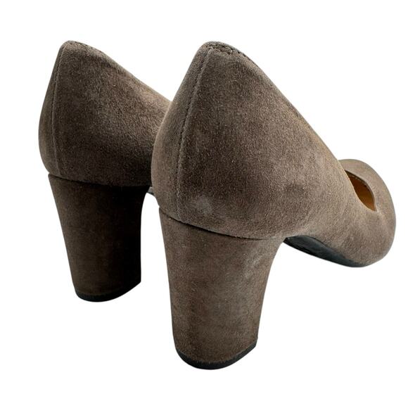 L.K. Bennett Sersha Brown Suede Leather Round Toe Block Heel Pumps Slip On - Picture 7 of 10